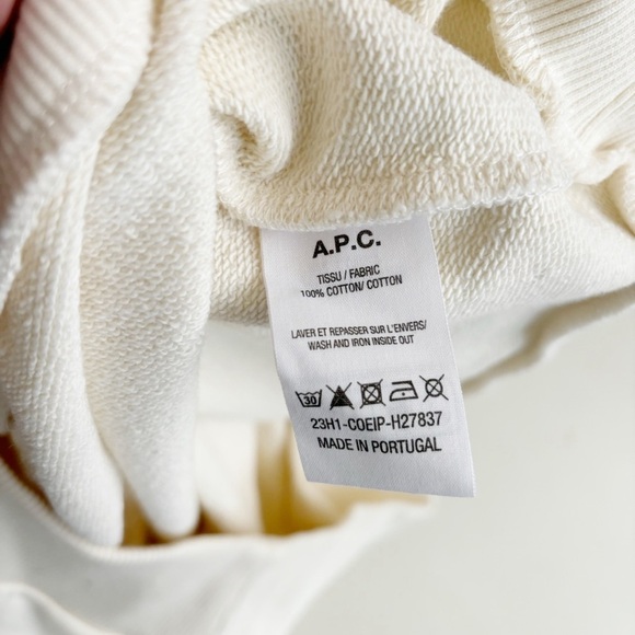 A.P.C.Men’s Off White Adam Sweatshirt Size XS Logo New - Picture 9 of 9
